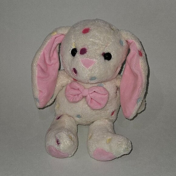White Bunny Rabbit Plush Pink Ears Bow Blue Yellow Polka Dot Inter-American 2018 - Picture 1 of 8